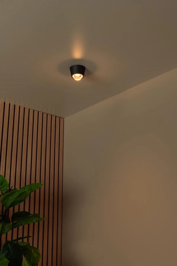 Lucide RIGON - Plafonnière - Ø 9 cm - LED - 1x6W 3000K - Zwart - sfeer 1